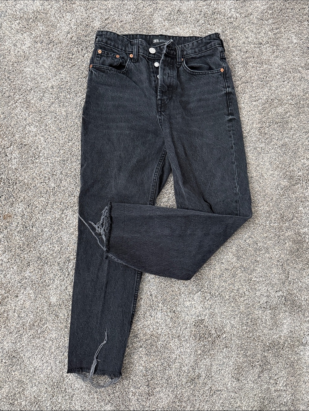 Black High-Waist Straight Leg Jeans Ankle length